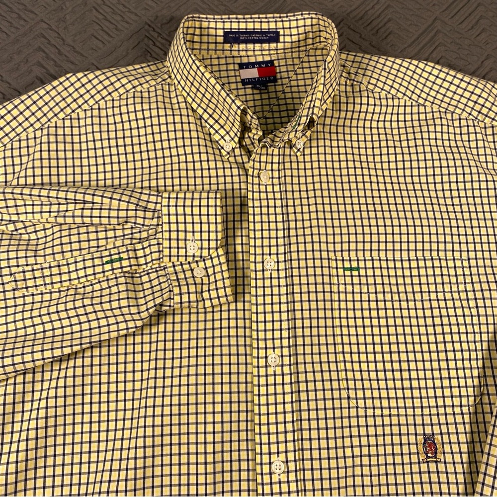Tommy Hilfiger Men’s XL Yellow Cotton Button Down Shirt